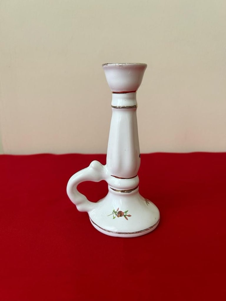 Vintage Porselen Kulplu Şamdan - 4