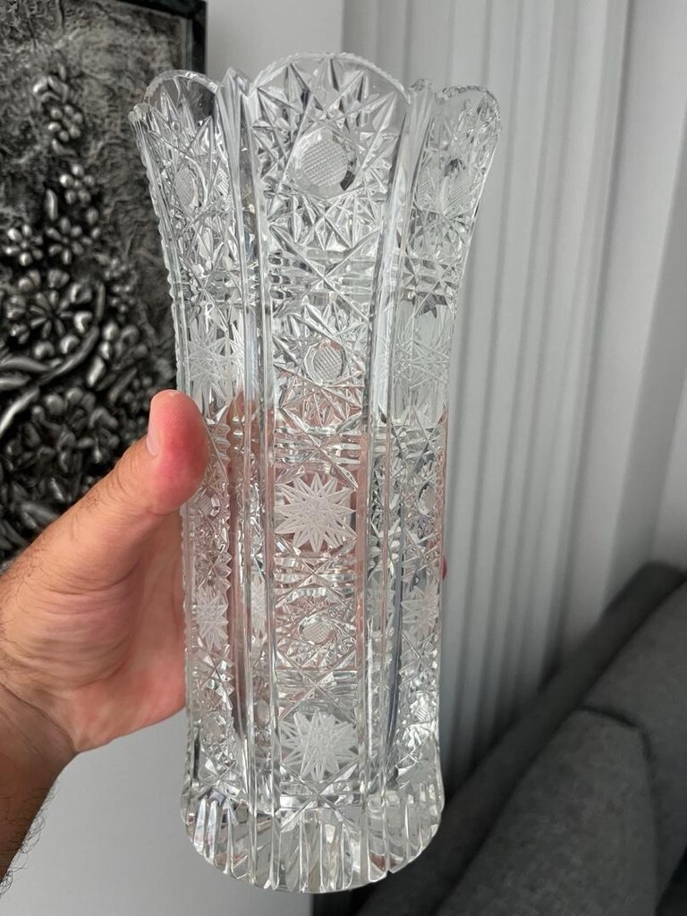 el kesme kristal cam vazo - 11