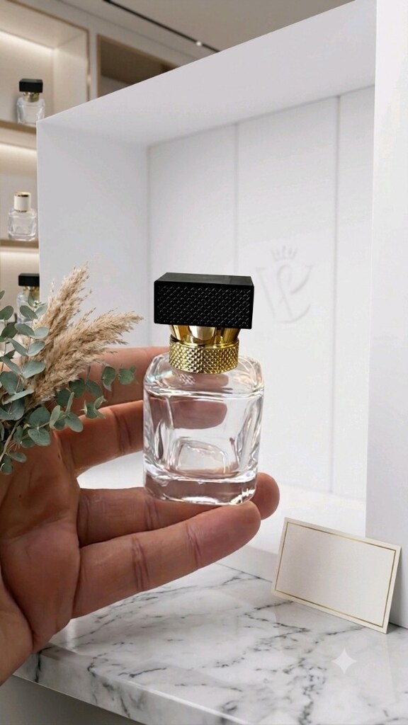 30 ml boş parfüm şişesi kare cam Gold kapak - 4