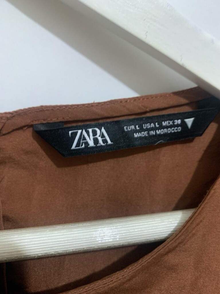 Zara Volanlı L-XL Balon Kol Mini Elbise - 5