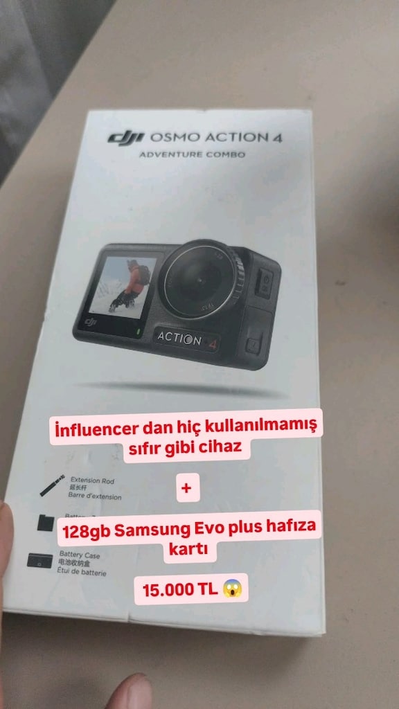 dji osmo action 4 adventure combo + 128gb hafıza karti