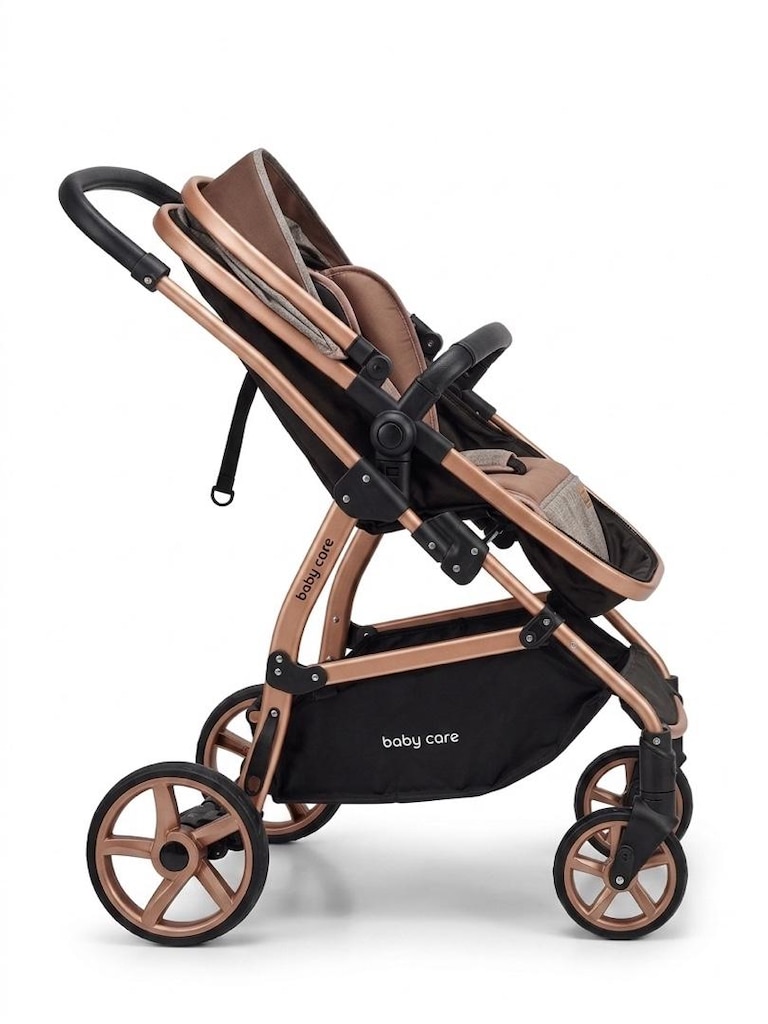 Baby Care Çift Yönlü Bebek Arabası (Rose Gold / Kahve-Vizon) - Çok Tem - 2