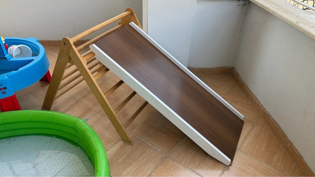Ahşap Montessori Pikler Tırmanma Üçgeni + Kaydırak Seti - 3
