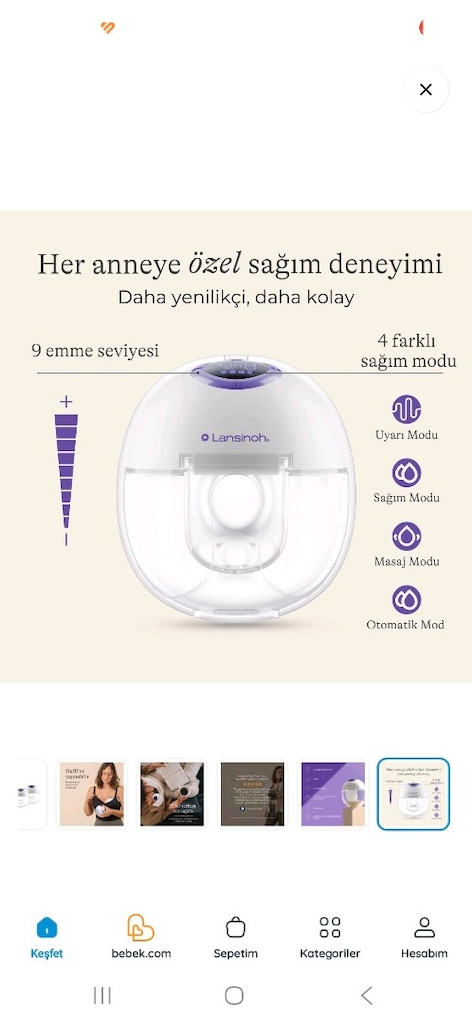 LENSİNOH kablosuz süt sağma mak 2li kablo askı ve yedek göğüs uçlarıyl - 11