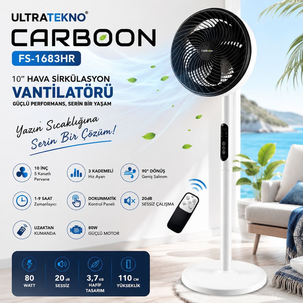 Ultratekno FS-1683HR Hava Sirkülasyonlu Elektrikli Vantilatör - 3