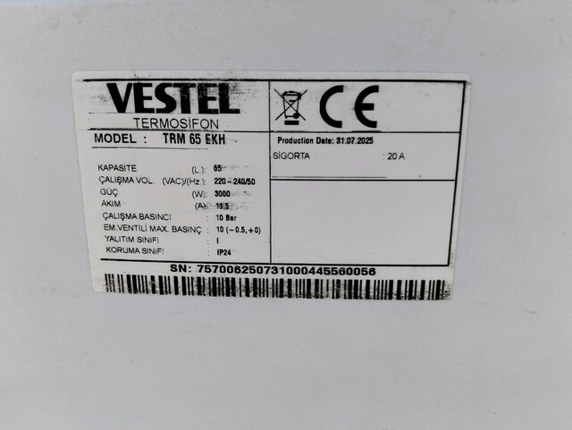 VESTEL 65 lt. TERMOSİFON