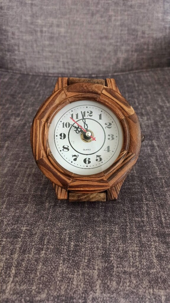 AHŞAP DEKORATİF HEM DUVAR HEM MASA SAATİ 36x12 cm - 5