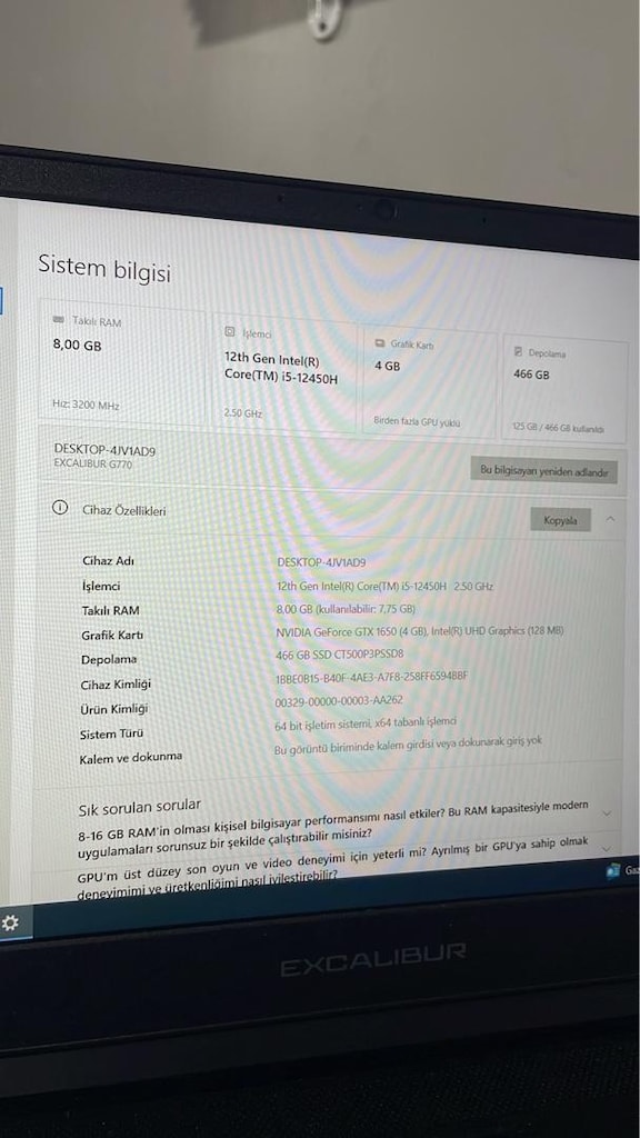 Casper Excalıbur dizüstü bilgisayar - 6