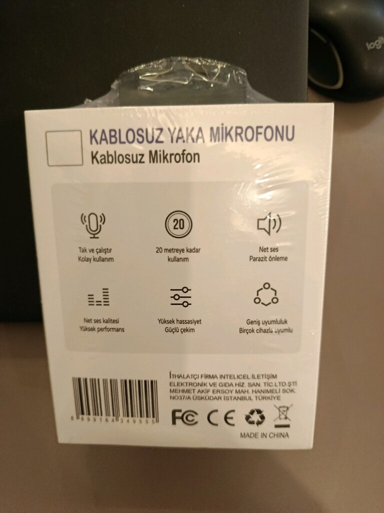 Kablosuz yaka mikrofonu, 2'li, Hiç Kullanılmamış - 3
