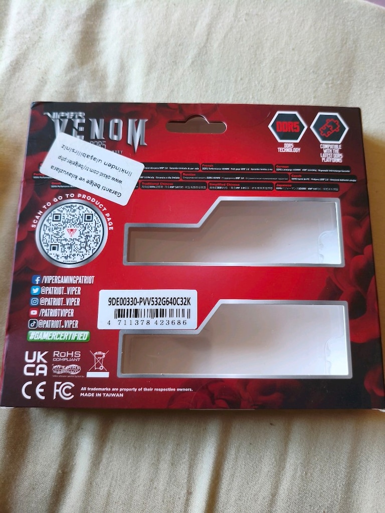 32GB PATRIOT DDR5 PVV532G640C32K 6400MHz 2x16 PİYASADA 18.5 - 2