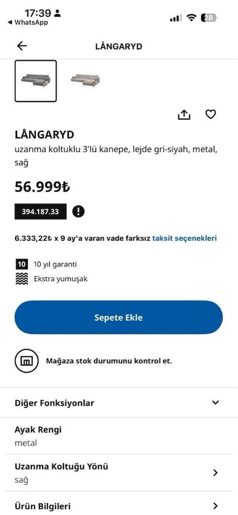 Ikea L Koltuk Langaryd - 12