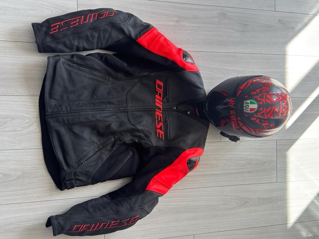 Dainese Racing 5 Black Red Fluo Deri Mont 52 beden - 2
