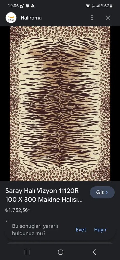 Halı saray vizyon serisi zebra desen 6m2 ve 2 adet3m2yolluk var - 2