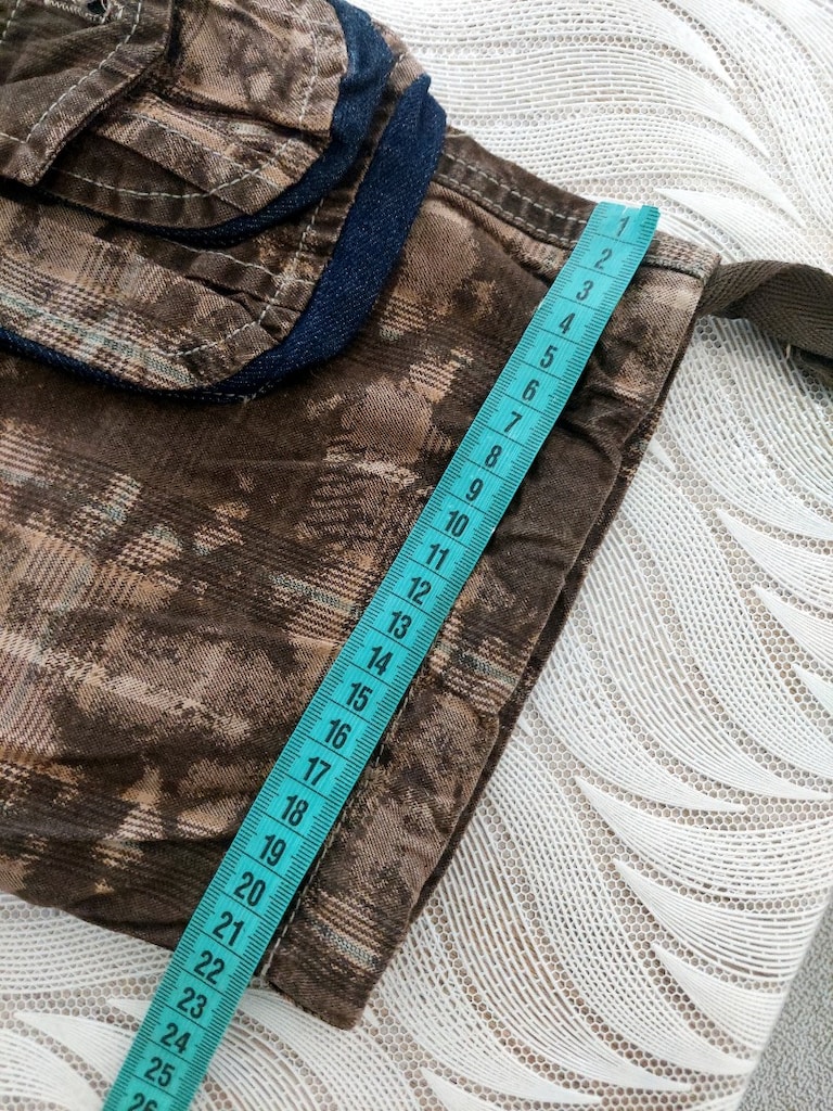 Denim yamalı kamuflaj batik desenli kargo Şort - 14