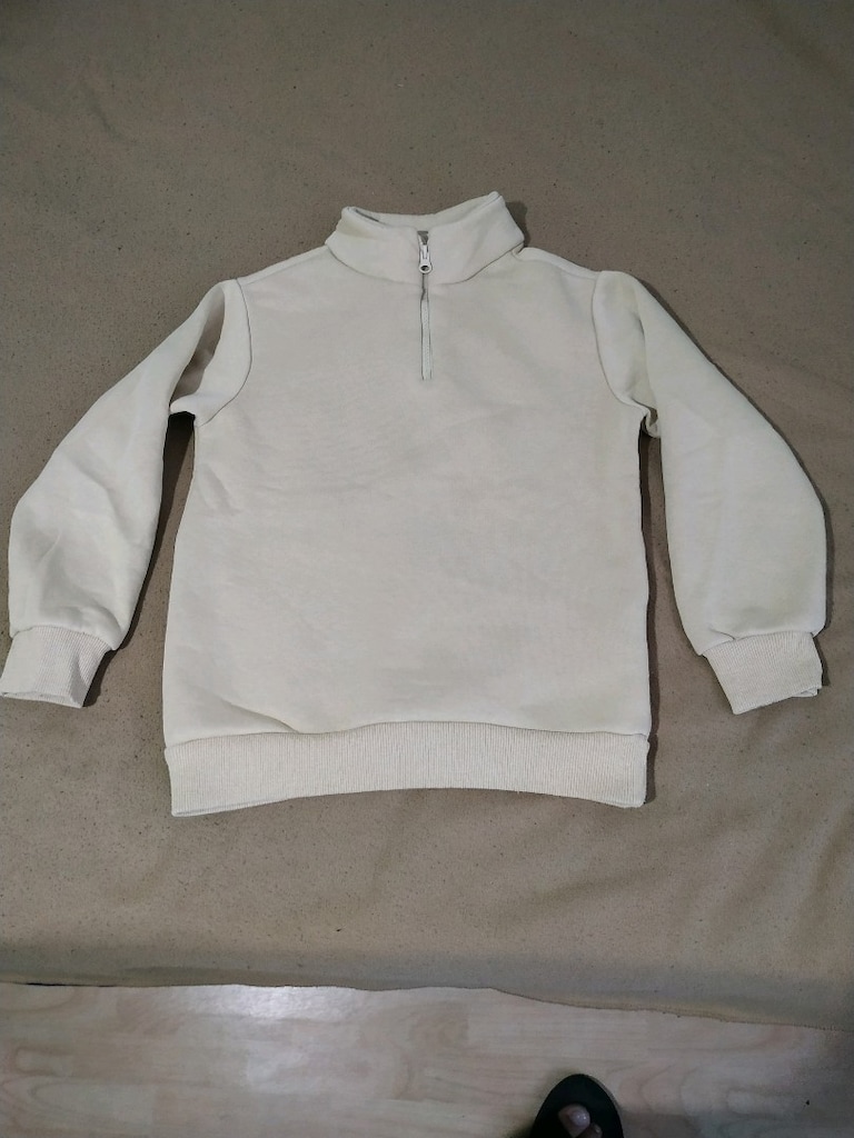 Koton Kids 7-8 Yaş Krem Rengi Yarım Fermuarlı Sweatshirt