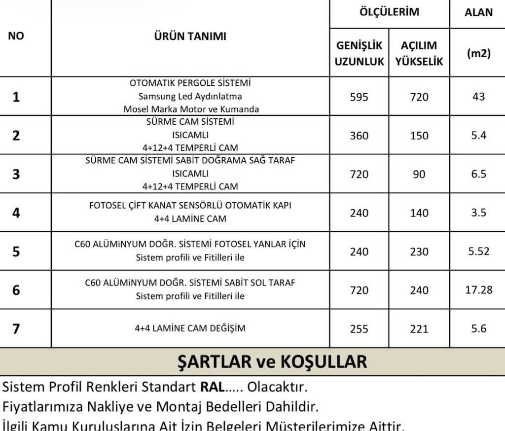 Satılık Açılır Kapanır Tente Sistemi 7,20x5,70 + Özel Masa Sandalye - 2