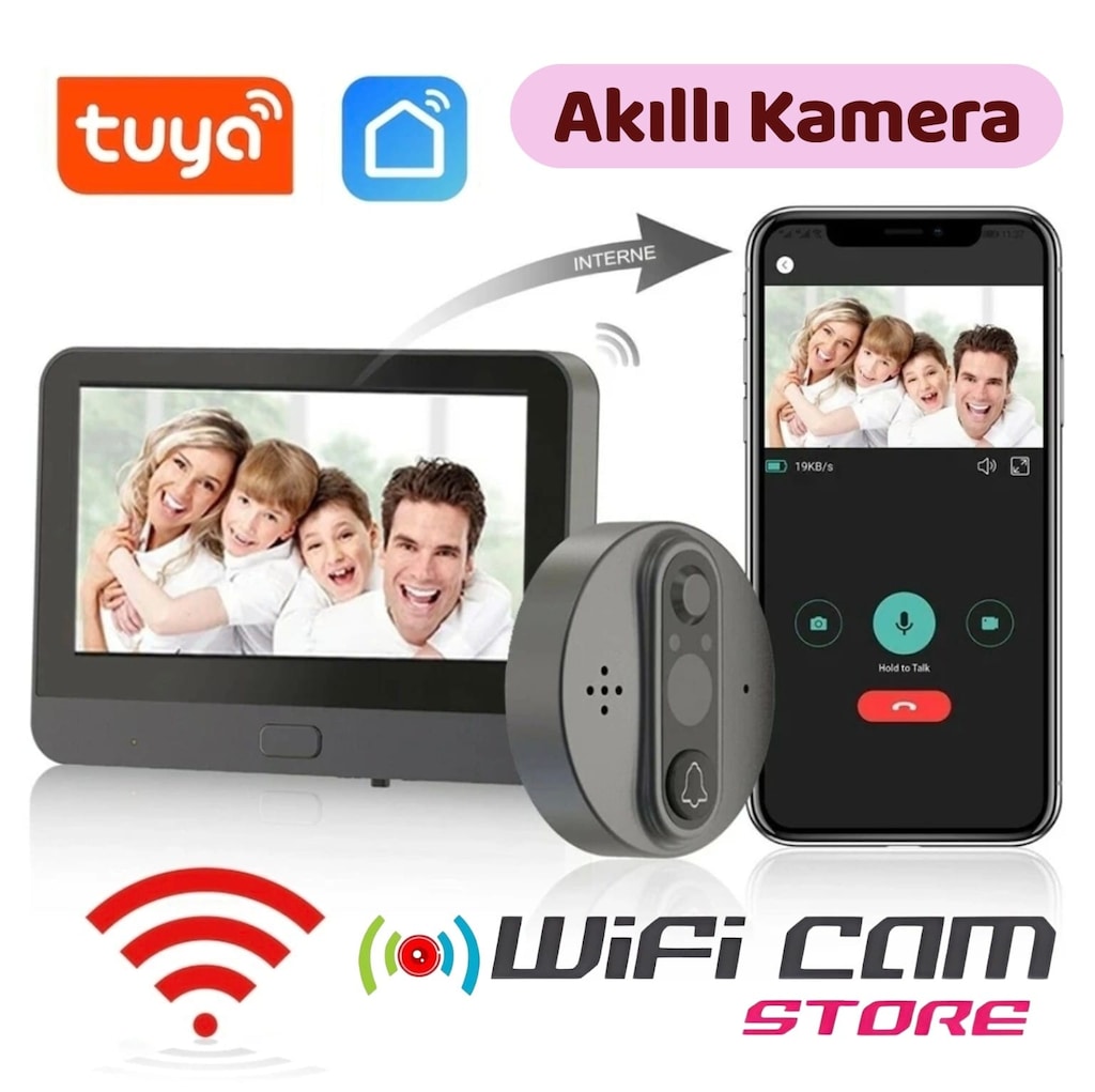 Tuya Smart Ekranlı Akıllı Kapı Dürbün Kamerası - 9