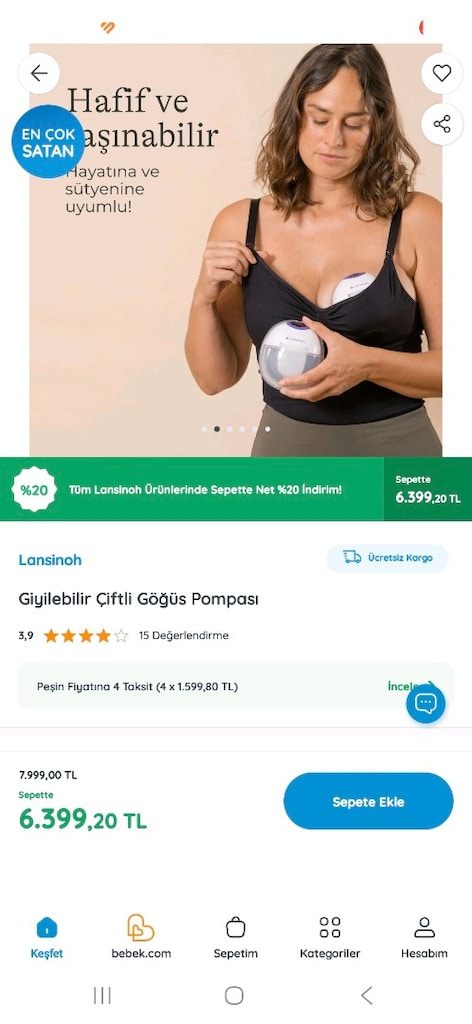 LENSİNOH kablosuz süt sağma mak 2li kablo askı ve yedek göğüs uçlarıyl - 7
