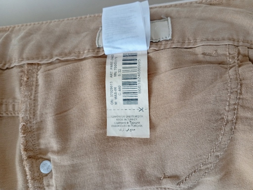 Bej rengi, erkek keten pantolan. Beden, 32. M beden. Sıfır bir üründür - 8
