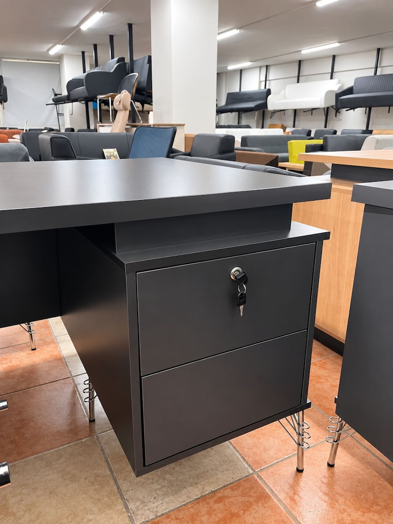 KLAS OFİS ÜSKÜDAR 200x90 cm ANTRASİT GRİ MÜDÜR MASA TAKIMI SIFIR - 5