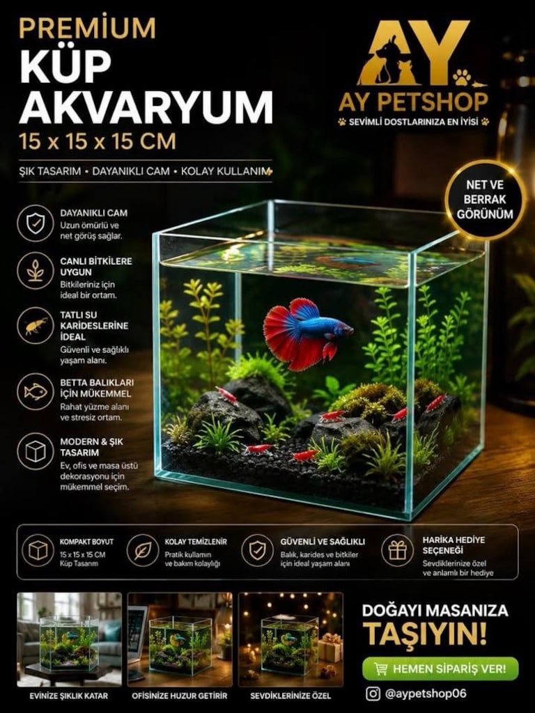 15 x 15 x 15 küp akvaryum - 3