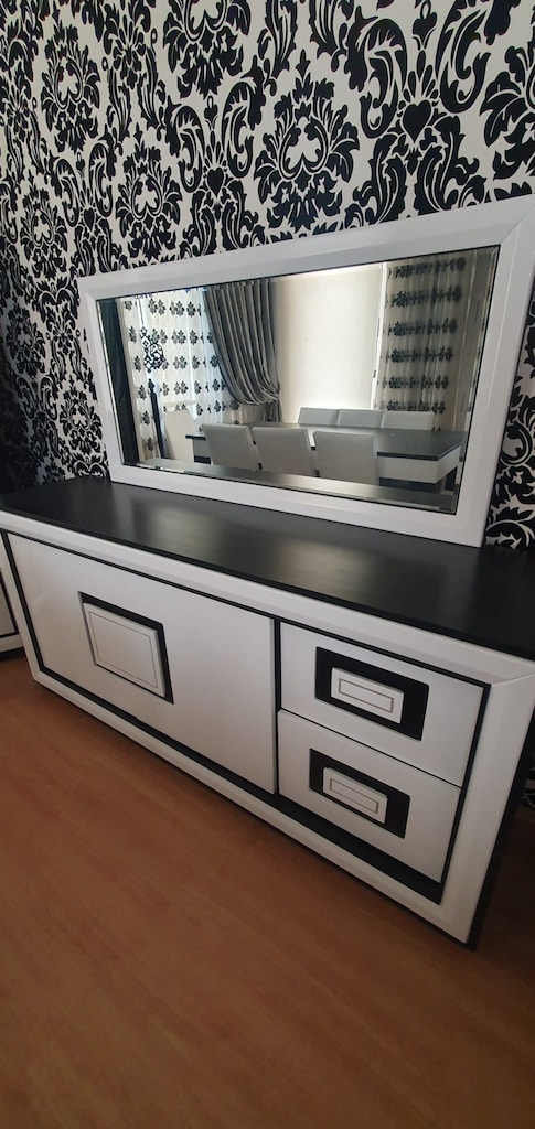Komple Siyah Beyaz Salon Takımı +Gizli Bölmeli 10 KİŞİLİK Yemek Masası - 13