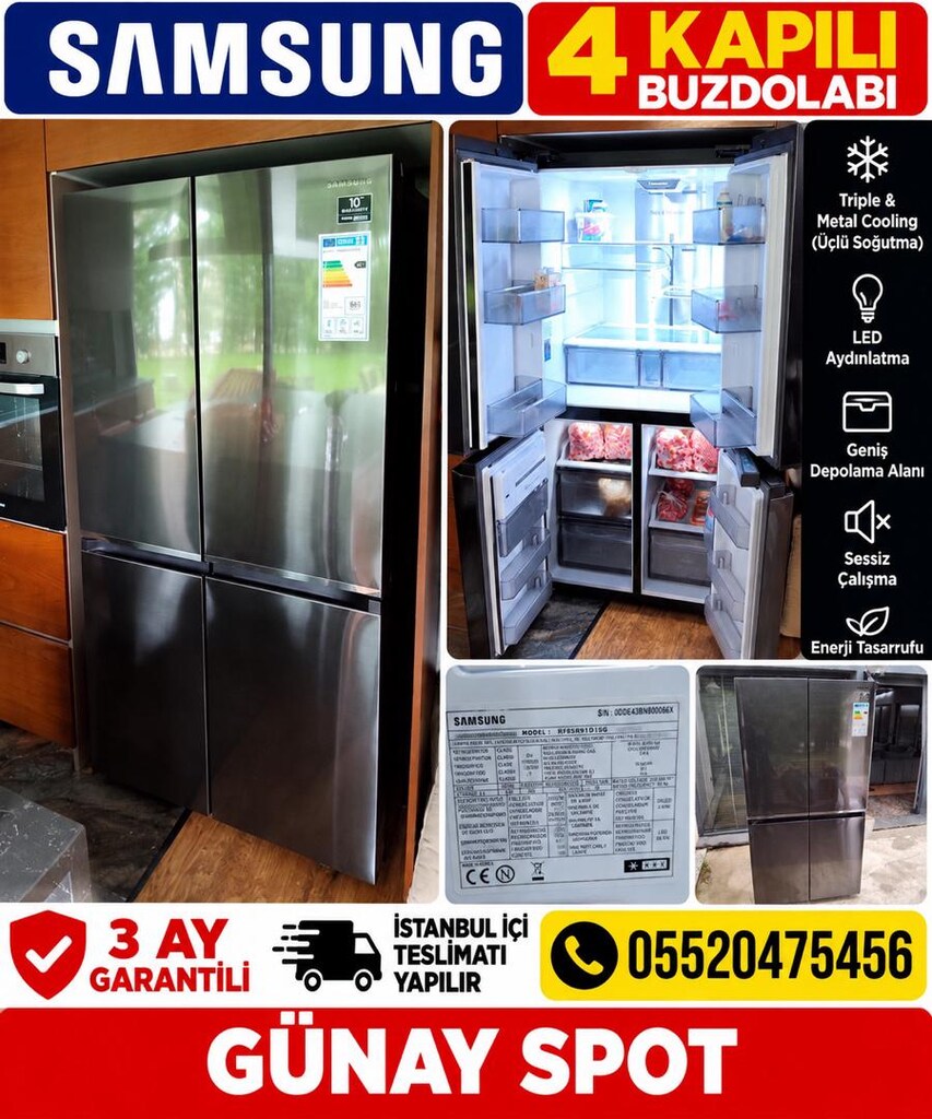 SAMSUNG RF85R91D1SG 825 LT 4 KAPILI NO FROST BUZDOLABI - 15
