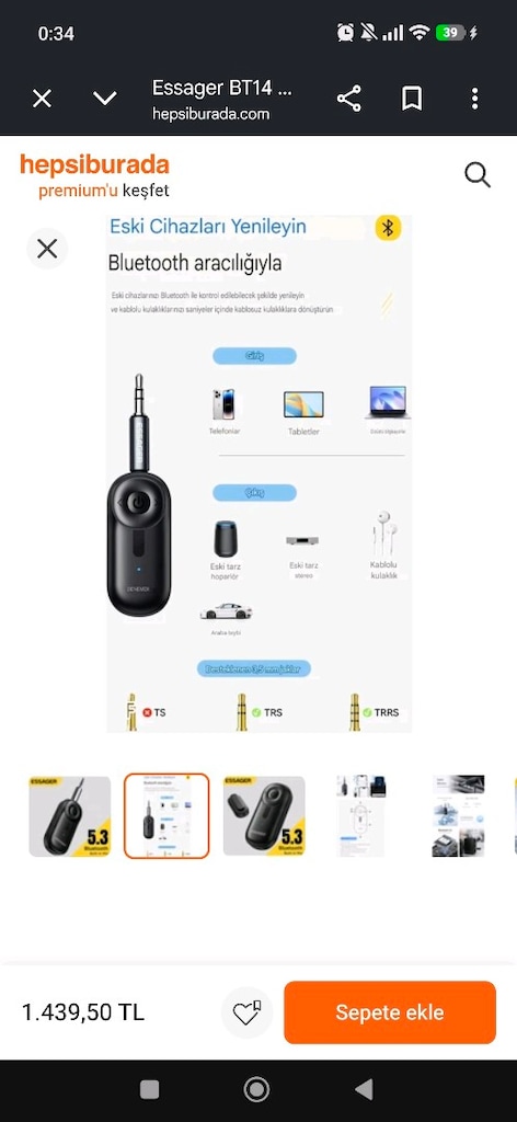Sıfır Essager Bluetooth 5.3 AUX Adaptör – Araç & Ev Ses Sistemi İçin - 5
