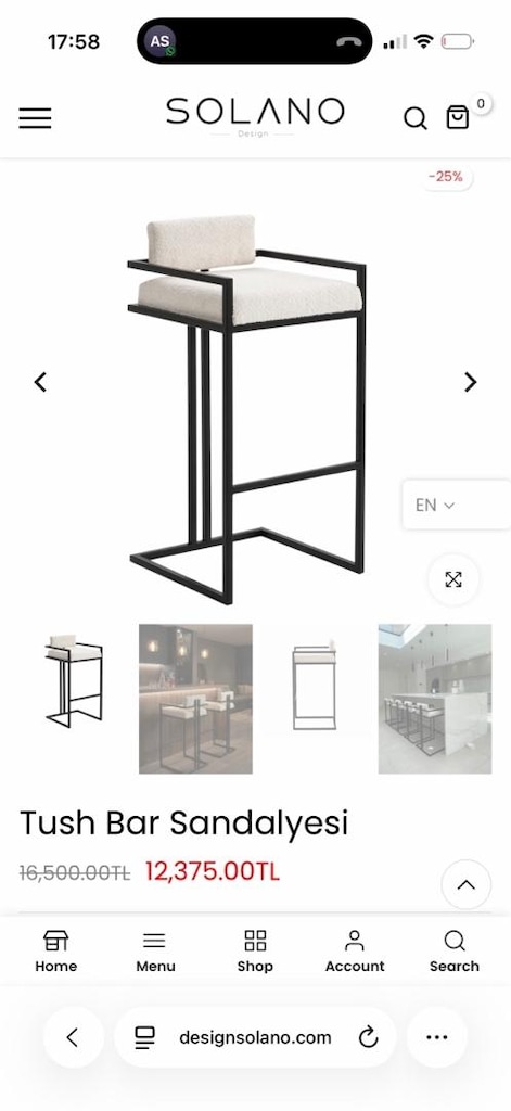 DesignSolano 70 cm Bar Sandalyesi - 8