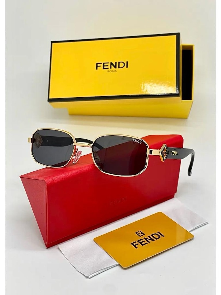 ‼İTHAL/SIFIR/ Fendi UV400 Polarize Lens Gold Çerçeve Güneş Gözlüğü - 2