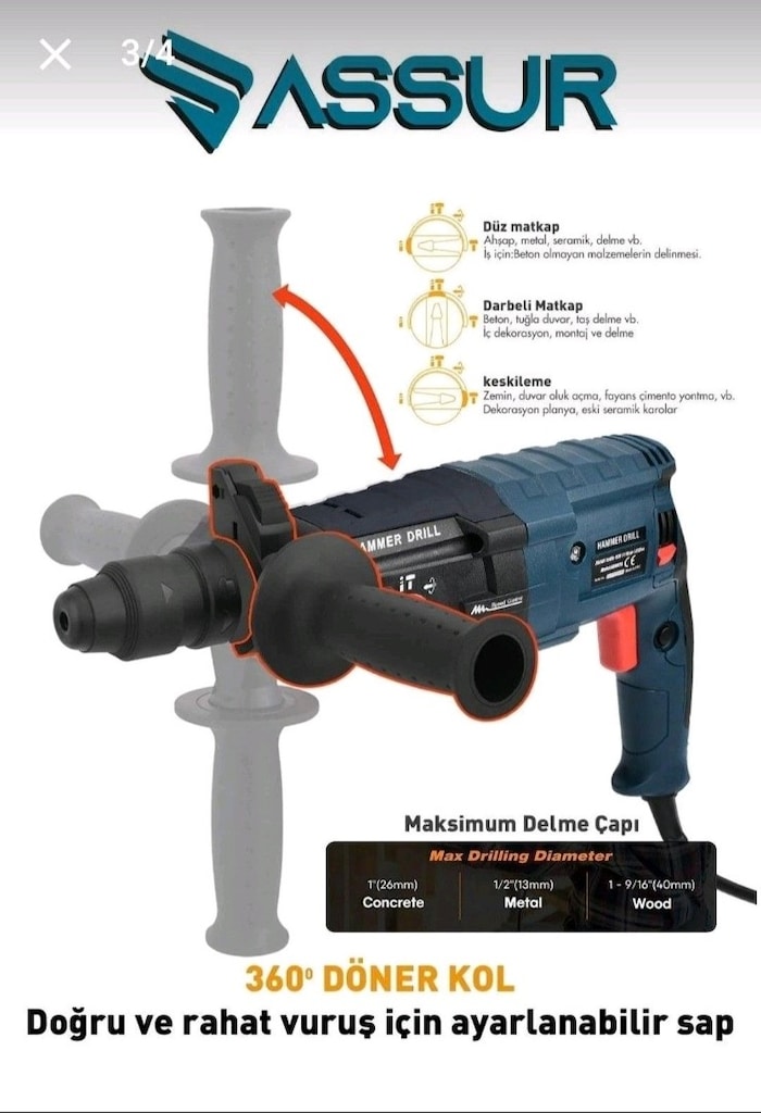 ASSUR 850W Metal Şanzıman Kırıcı Darbeli Hilti (Sıfır) - 3