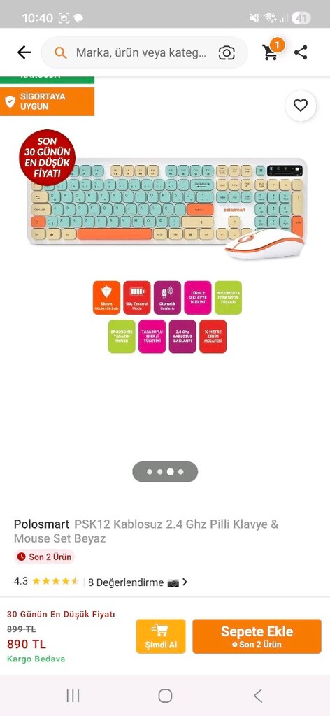 polosmart psk12 kablosuz klavye seti - 2