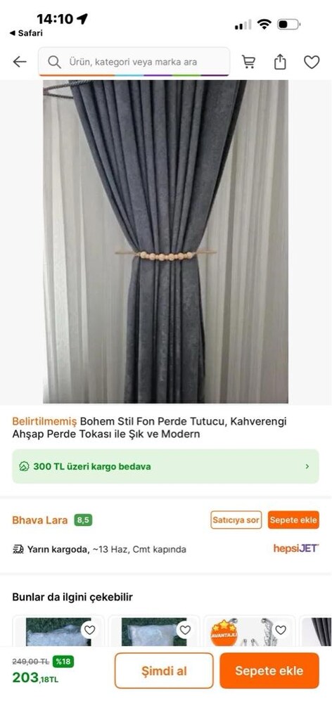 Ahşap Boncuklu Fon Perde Bohem stil perde tutacağı Braçol 5 Adet - 2