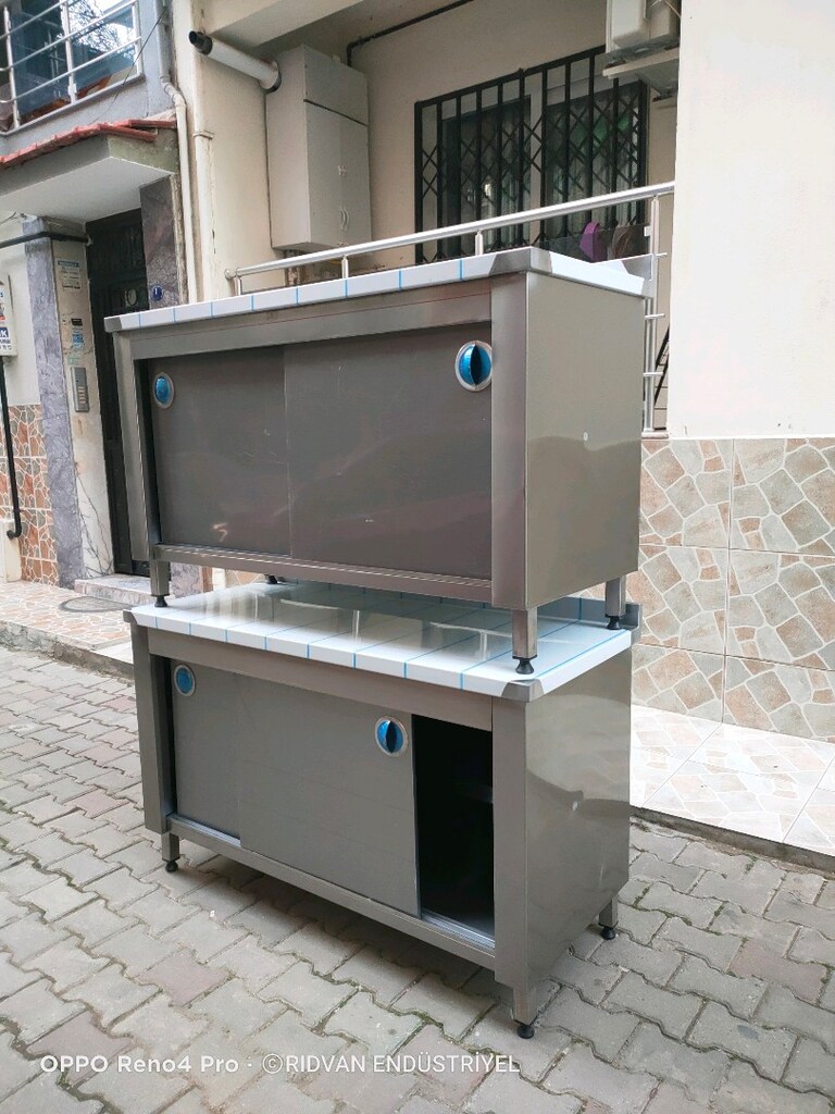 krom tezgah hazır mutfak paslanmaz çalışma tezgahı 140 cm kron tezğah - 11