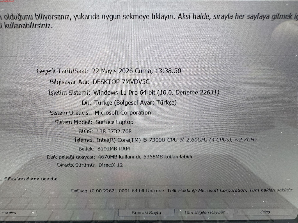 SURFACE İ5 7. NESİL 8 GB RAM 256 NVME DOKUNMATİK - 6