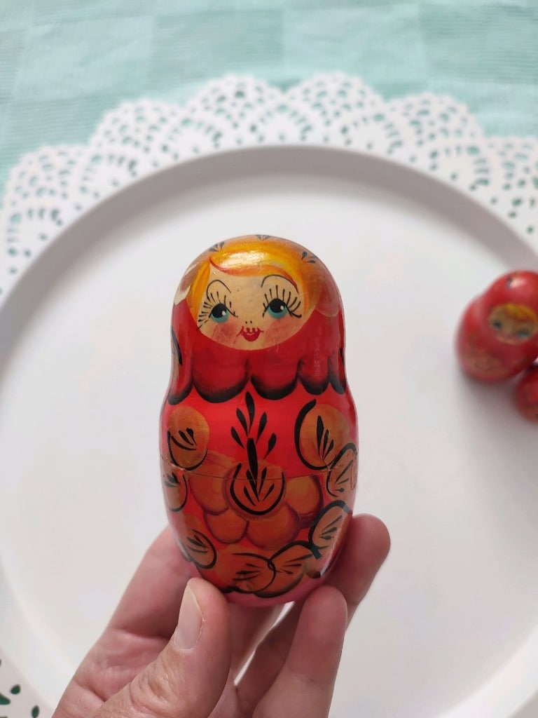 Ahşap 5 li matruşka bebek el boyama - 8
