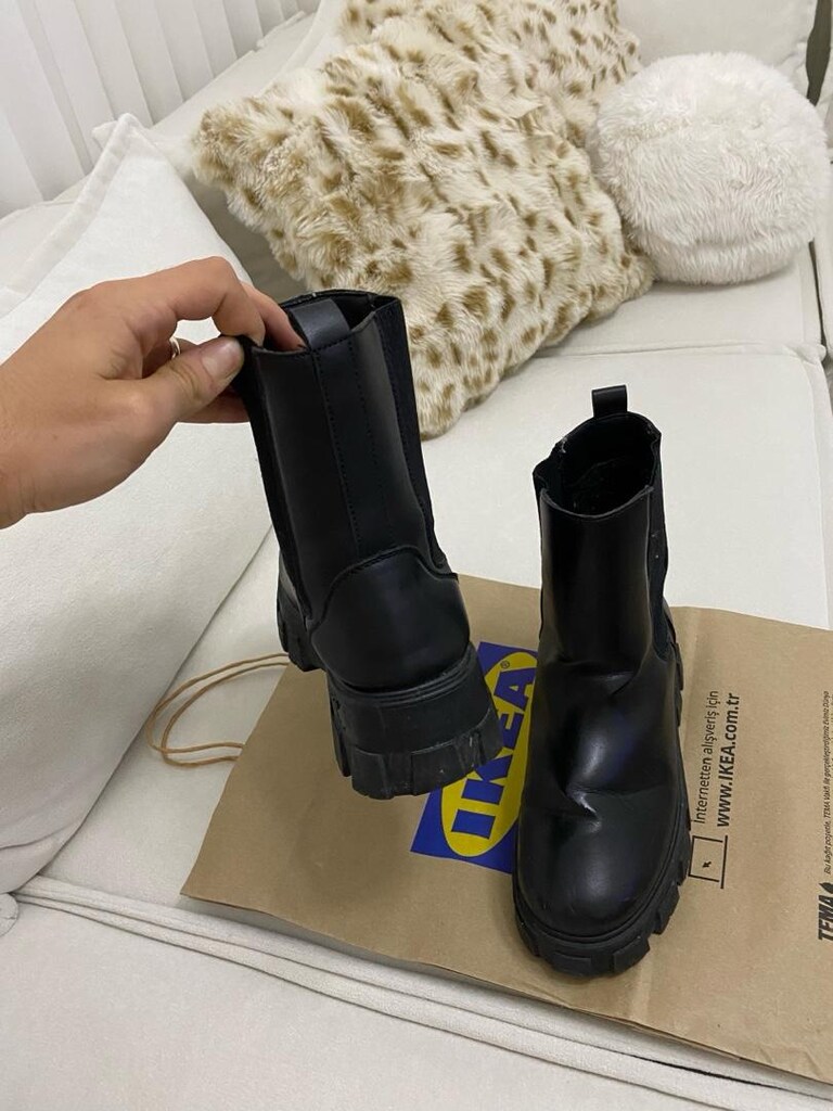 siyah yeni deri bot 39 numara - 4