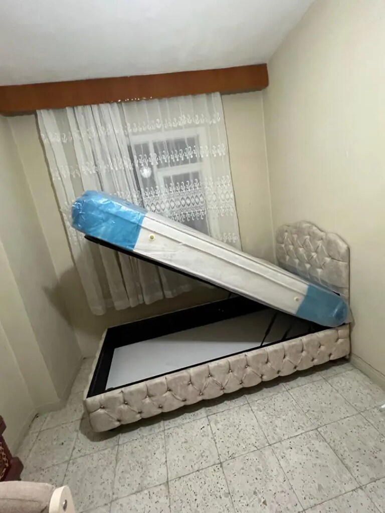 90x190 ultra lüks kapitoneli baza başlık yatak sıfır ürün ambaljinda - 8
