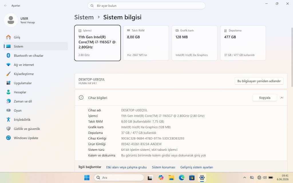 MONSTER HUMA H4 V4.1 İ7-1165G7 8 GB RAM 512 GB SSD 14 İNÇ LAPTOP - 8