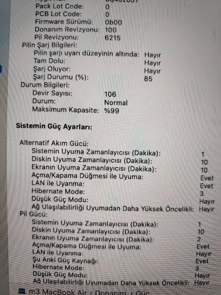 GARANTİLİ MACBOOK AİR M3 PİL DEVRİ SADECE 106 - 7
