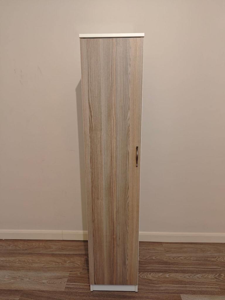 4 Raflı Dolap – Beyaz ve Ahşap Desenli Gardırop- 180 cm - 2