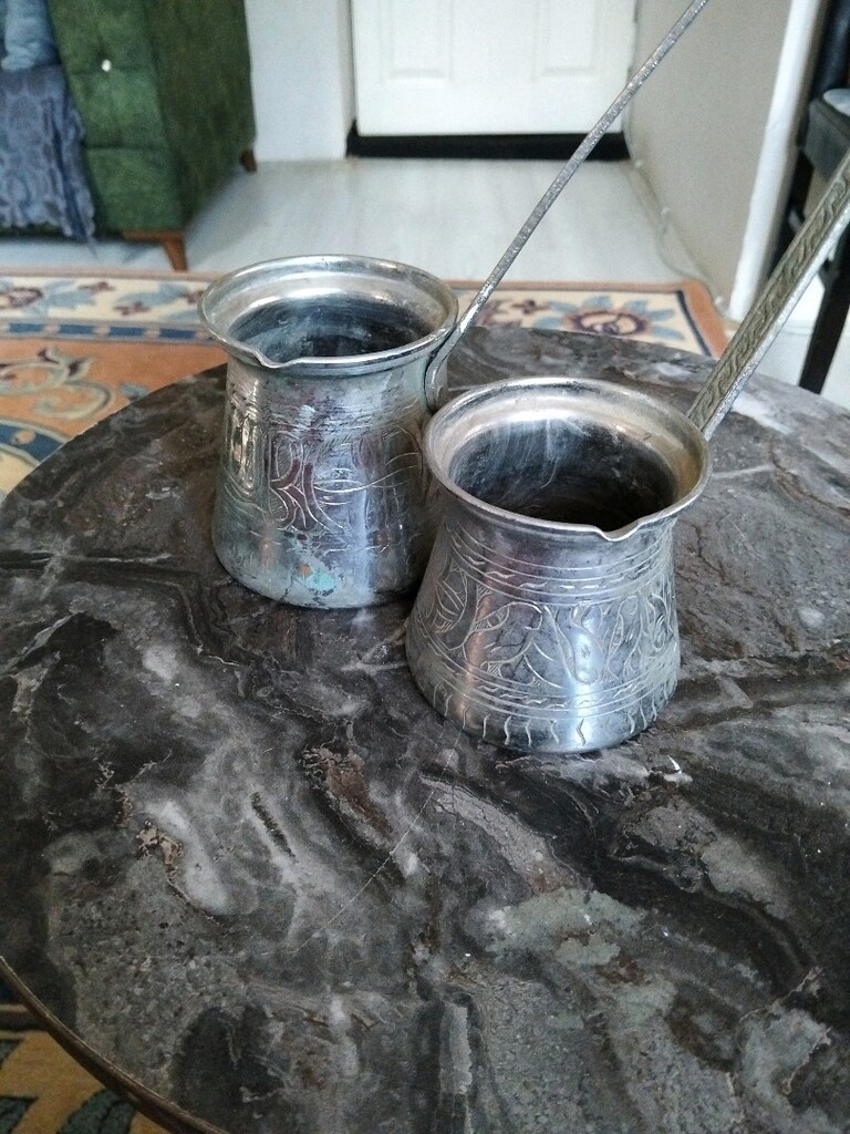 eski, işlemeli bakır cezveler - 2