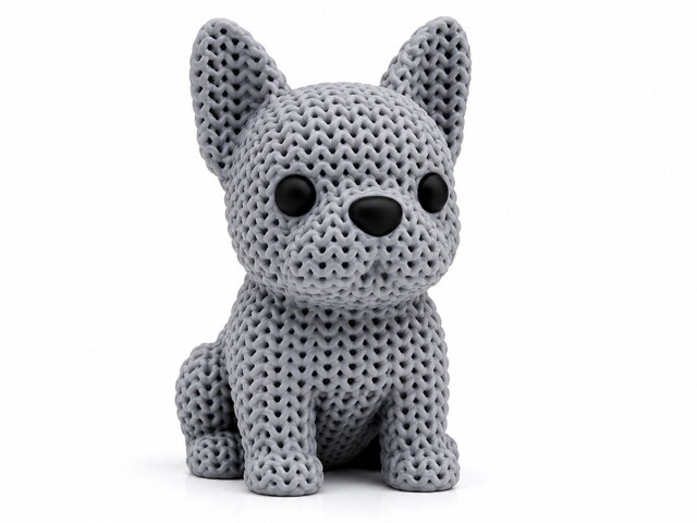 Yapı3D Örgü Dokulu Sevimli Köpek Figürü Dekoratif Masa Süsü