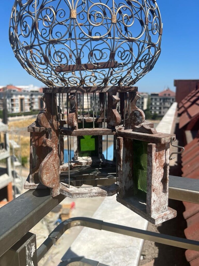 SON FİYAT Vintage Antika Altın Renk Kuş Kafesi Nadir - 7