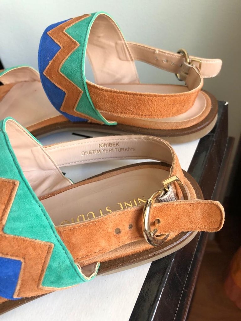 nine west hakiki süet etnik desen sandalet - 13