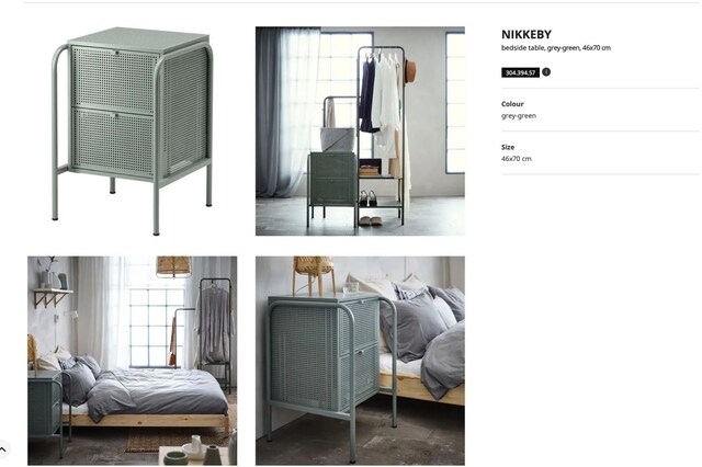 IKEA NIKKEBY 2 Çekmeceli Metal Şifonyer Yeşil
