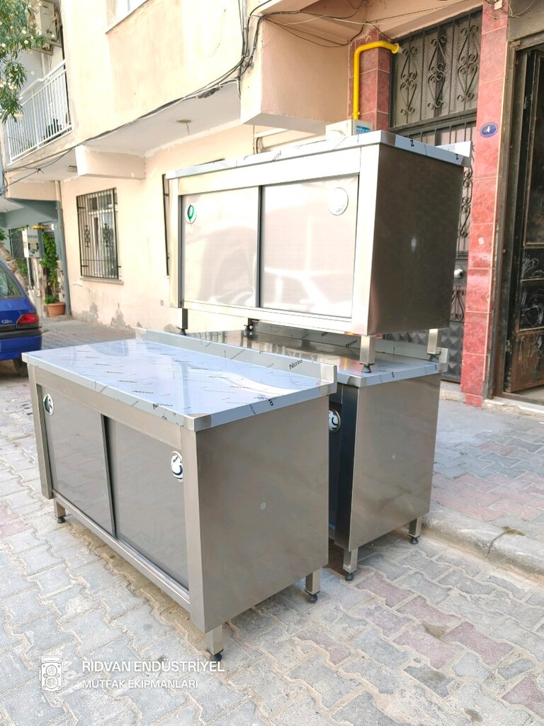 140 cm krom tezgah endüstriyel hazır mutfak krom çalışma tezgahı - 11