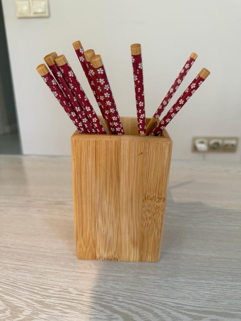10 Adet Bambu Chopstick / Sushi Çubuğu ve Saklama Kasesi - 4
