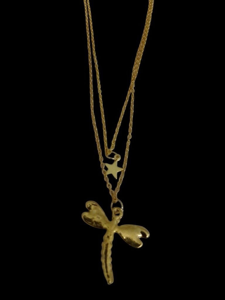 Yıldız Detaylı Arılı Gold Tasarım Kolye - 2