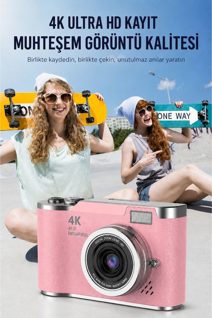 4K Dijital Fotoğraf Makinesi 48MP Flip Ekranlı 8X Zoom Flaşlı - 8